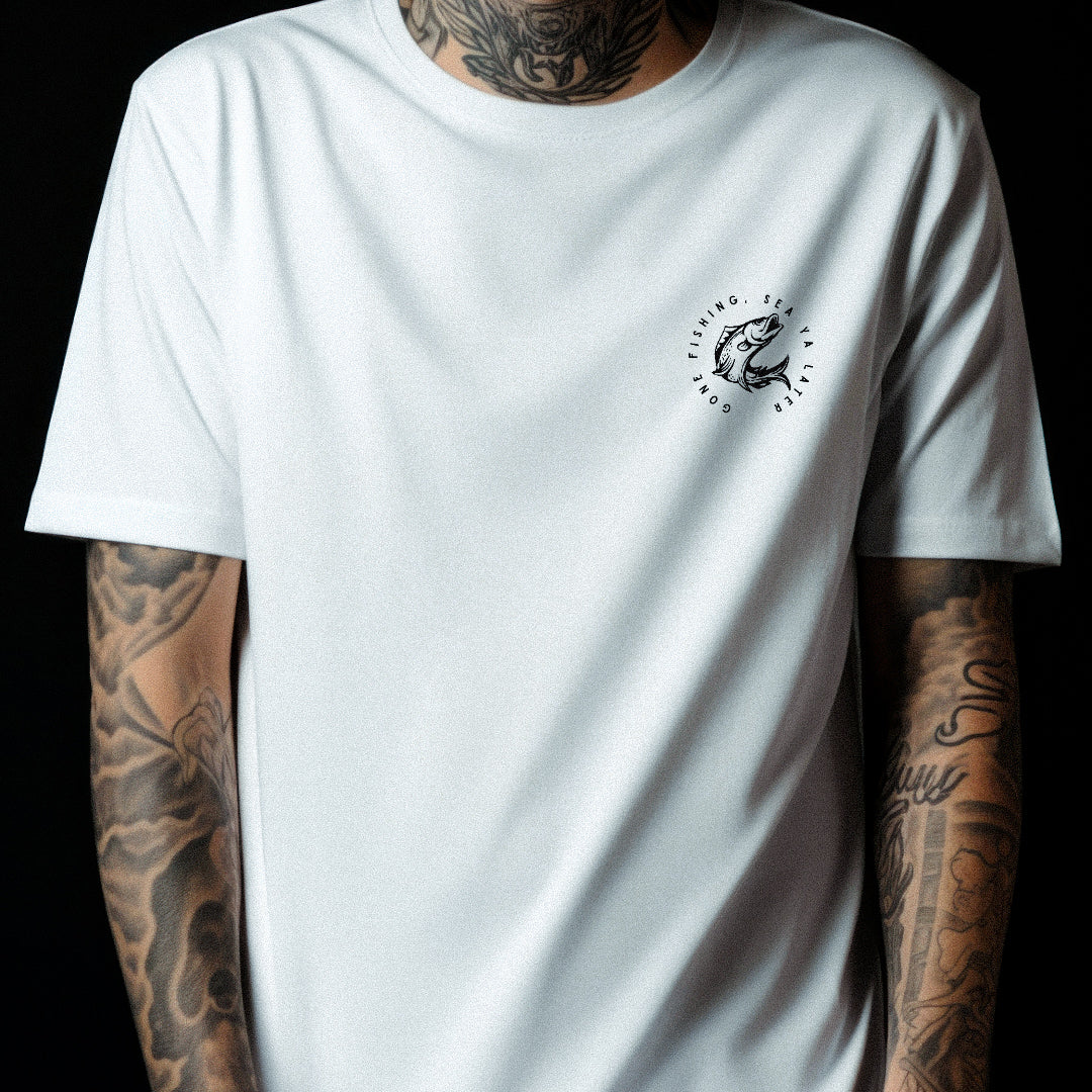 Gone Fishing, Sea Ya Later - Mens Print Pocket Tshirt - RJMK Clothing