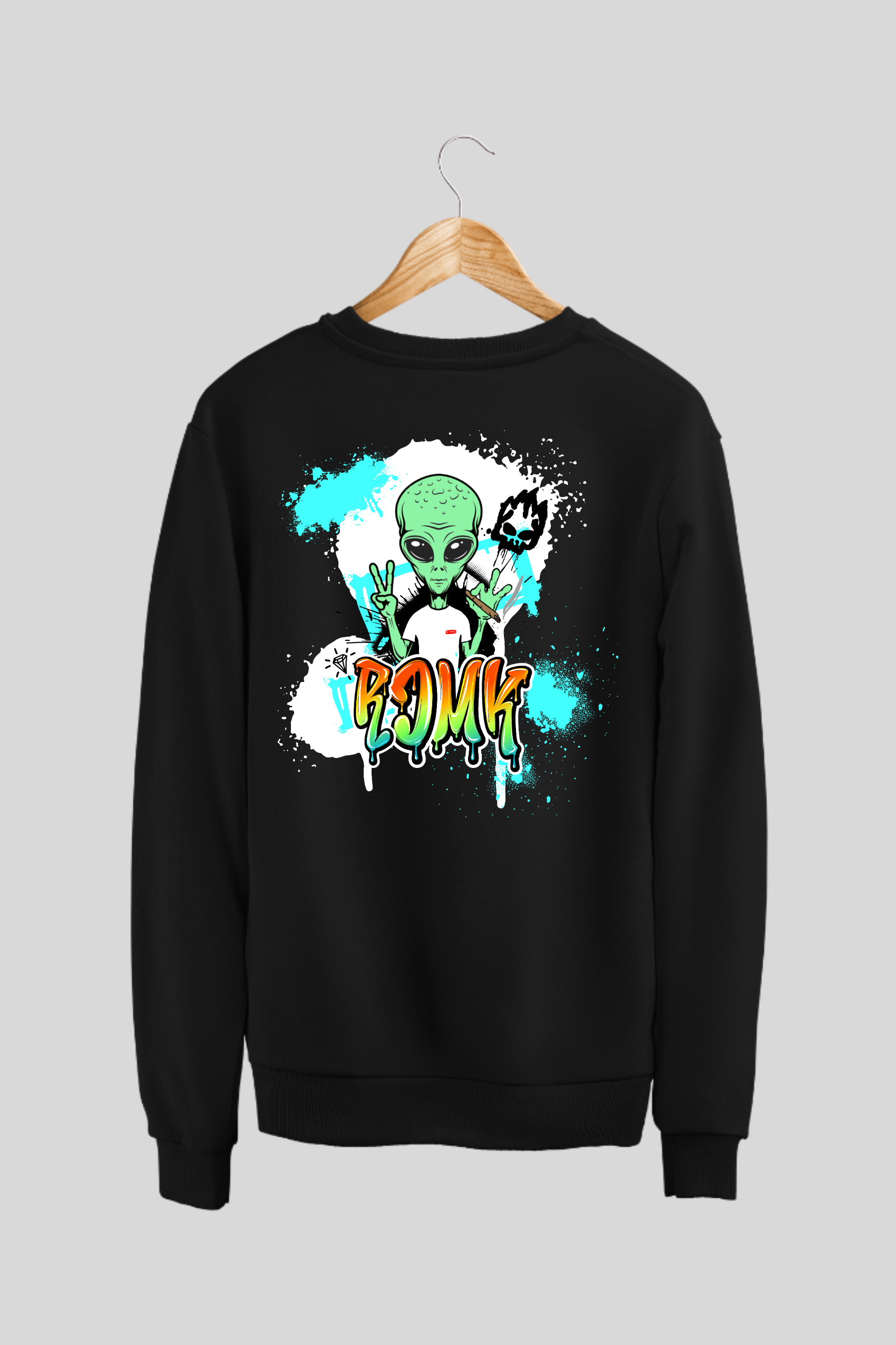 Cosmic Graffiti, Alien Sweatshirt by RJMK Clothing – Street Style Meets Outer Space