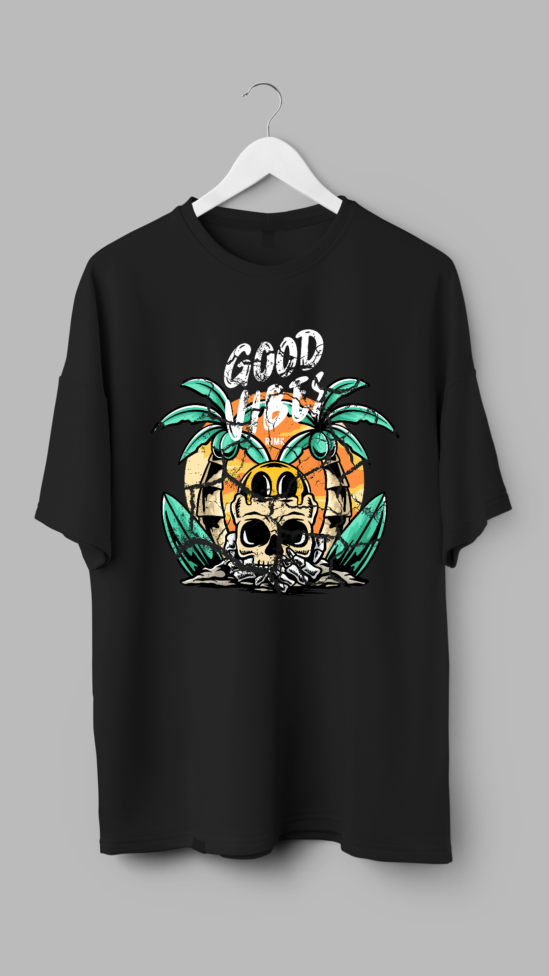 Good Vibes Holiday Skull - Mens Graphic T-shirt - RJMK Clothing