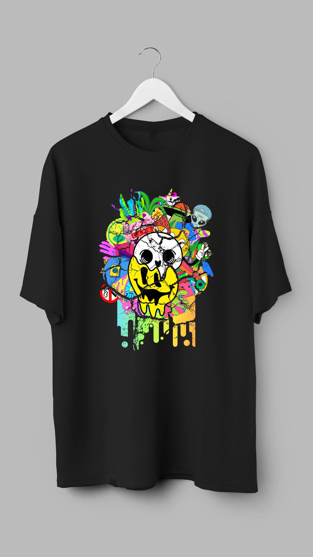 "Kaleidoscope Kool: 'Technicolor Skull' Graphic Tee