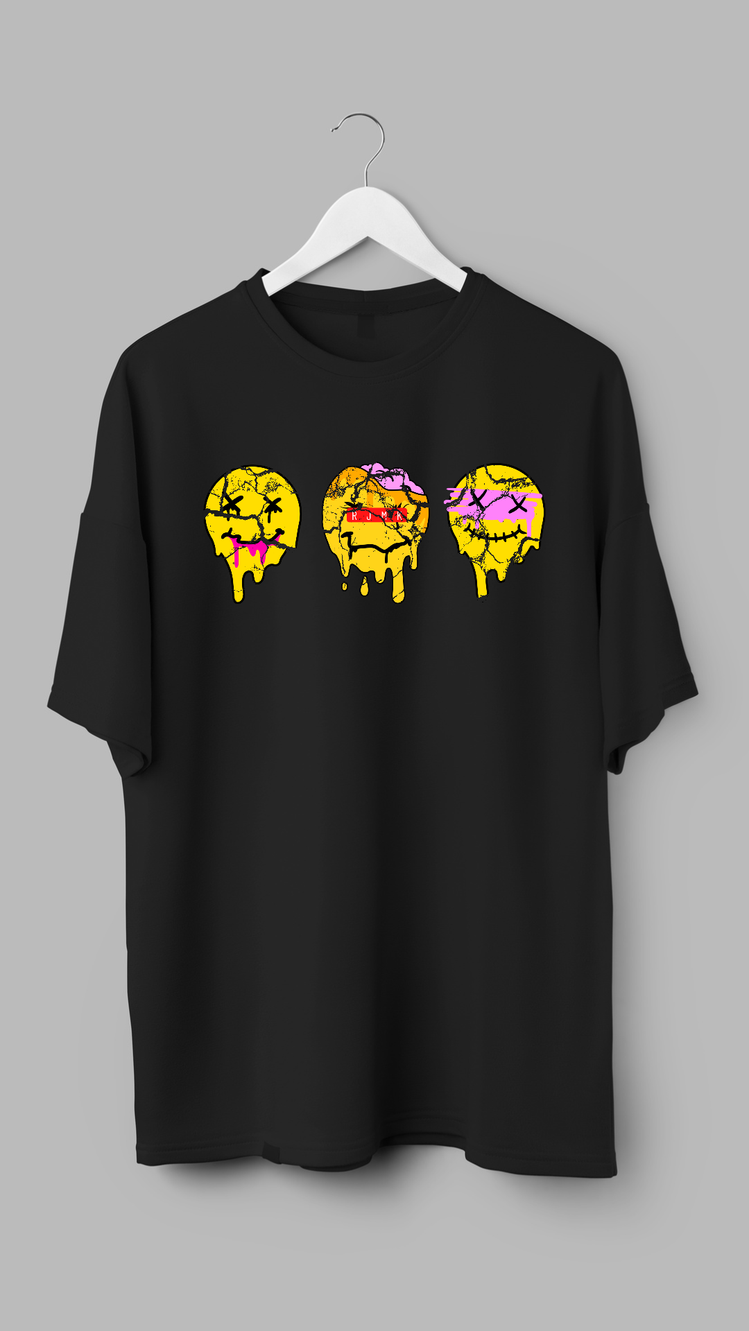Zombie Smiley Melting Mens Graphic T-shirt - RJMK Clothing