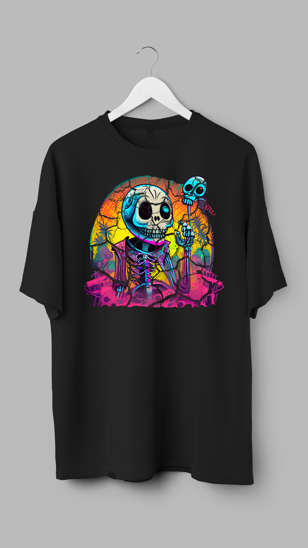 Neon Dreams Alien Skull - Mens Graphic T-shirt - RJMK Clothing