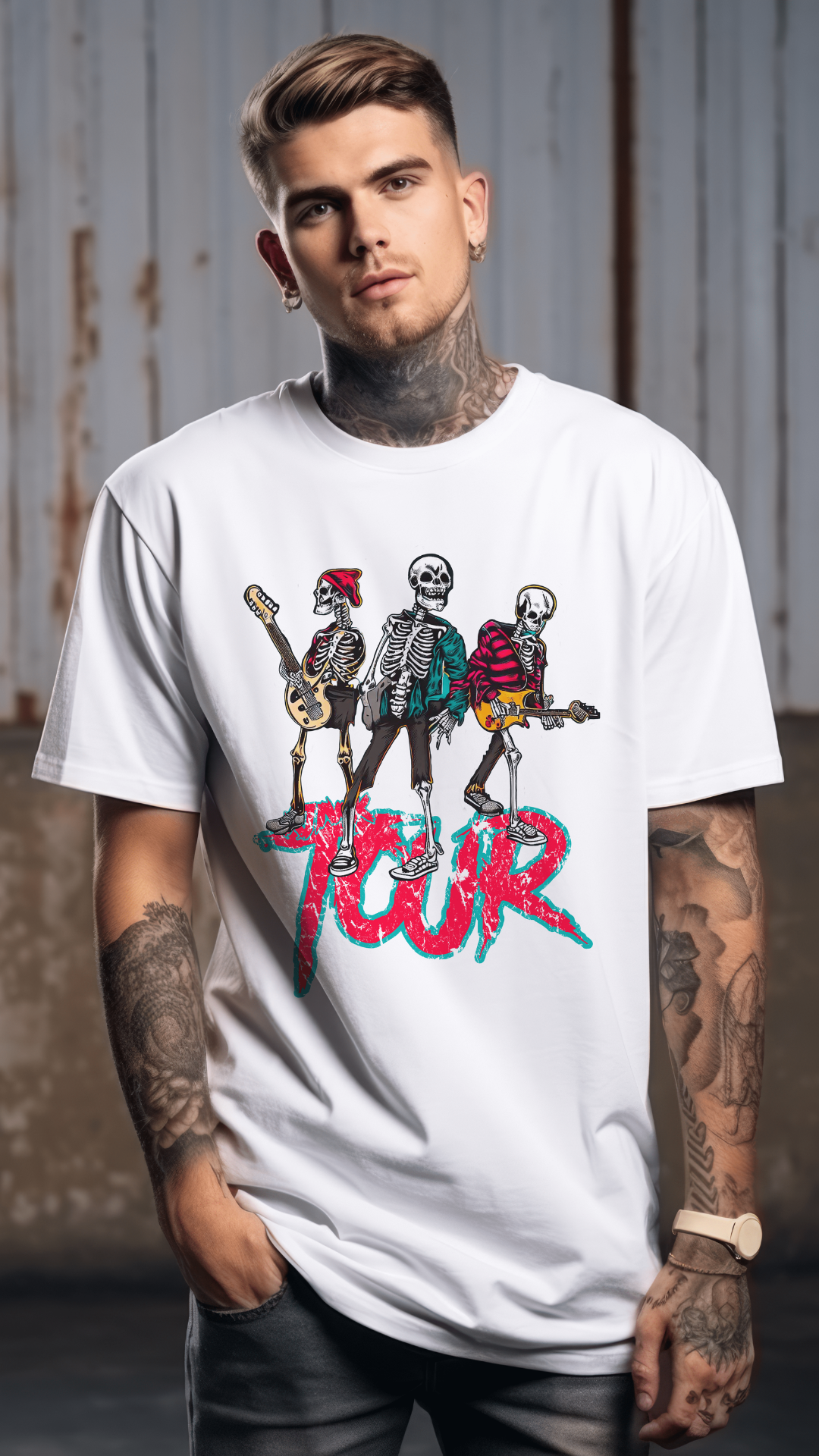 "Eternal Tour" Band Skeleton Tee by RJMK Clothing – Unleash the Rockstar Within