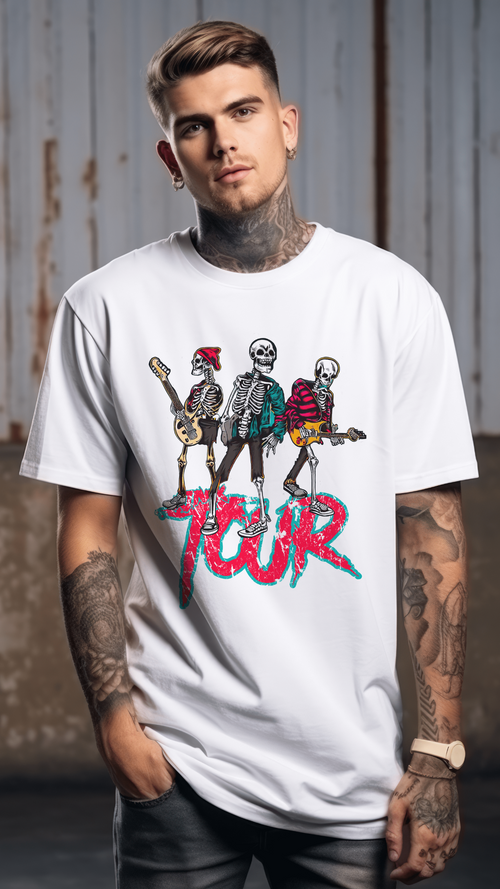 "Eternal Tour" Band Skeleton Tee by RJMK Clothing – Unleash the Rockstar Within
