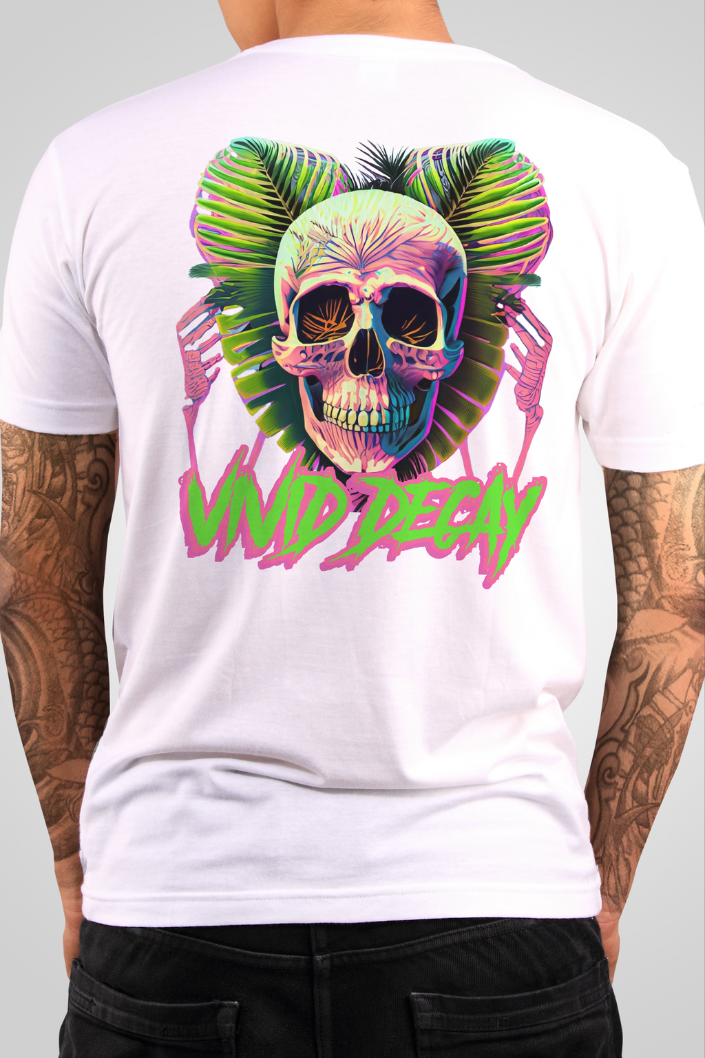"Vivid Decay" Neon Skull Tee by RJMK Clothing – Dare to Stand Out