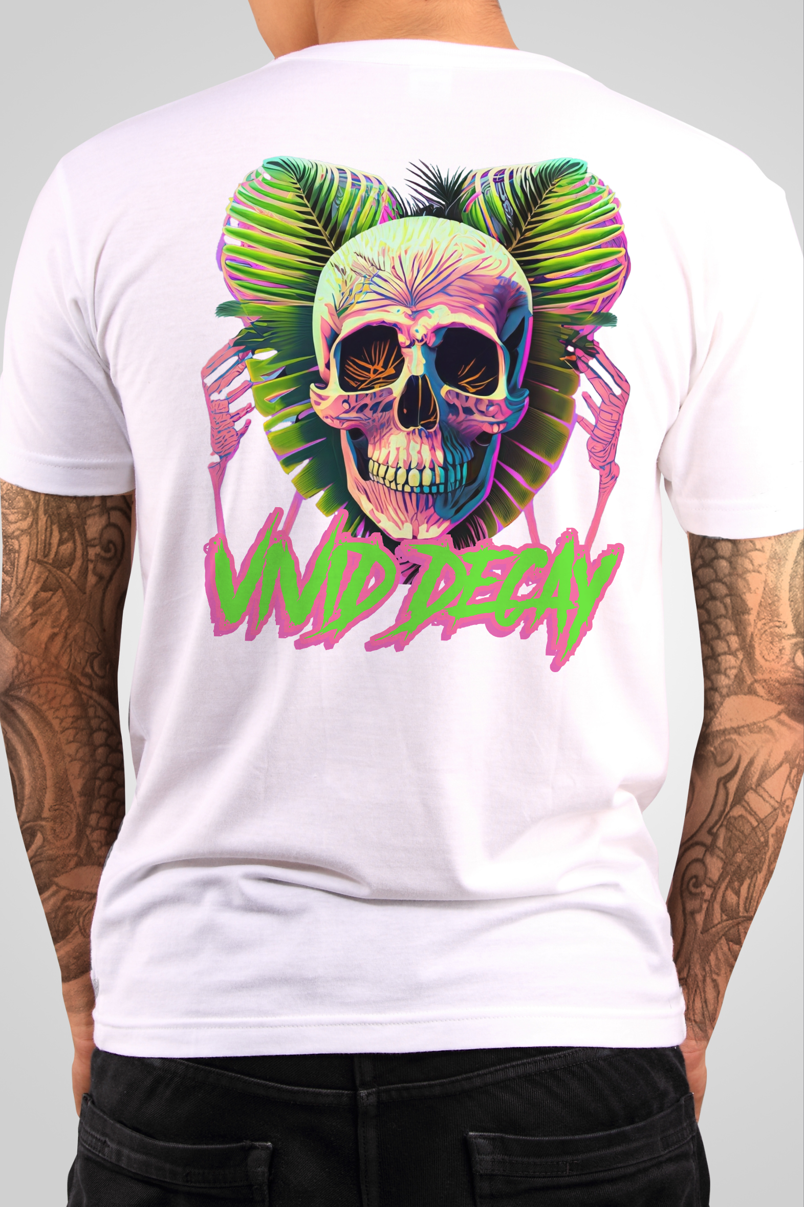"Vivid Decay" Neon Skull Tee by RJMK Clothing – Dare to Stand Out