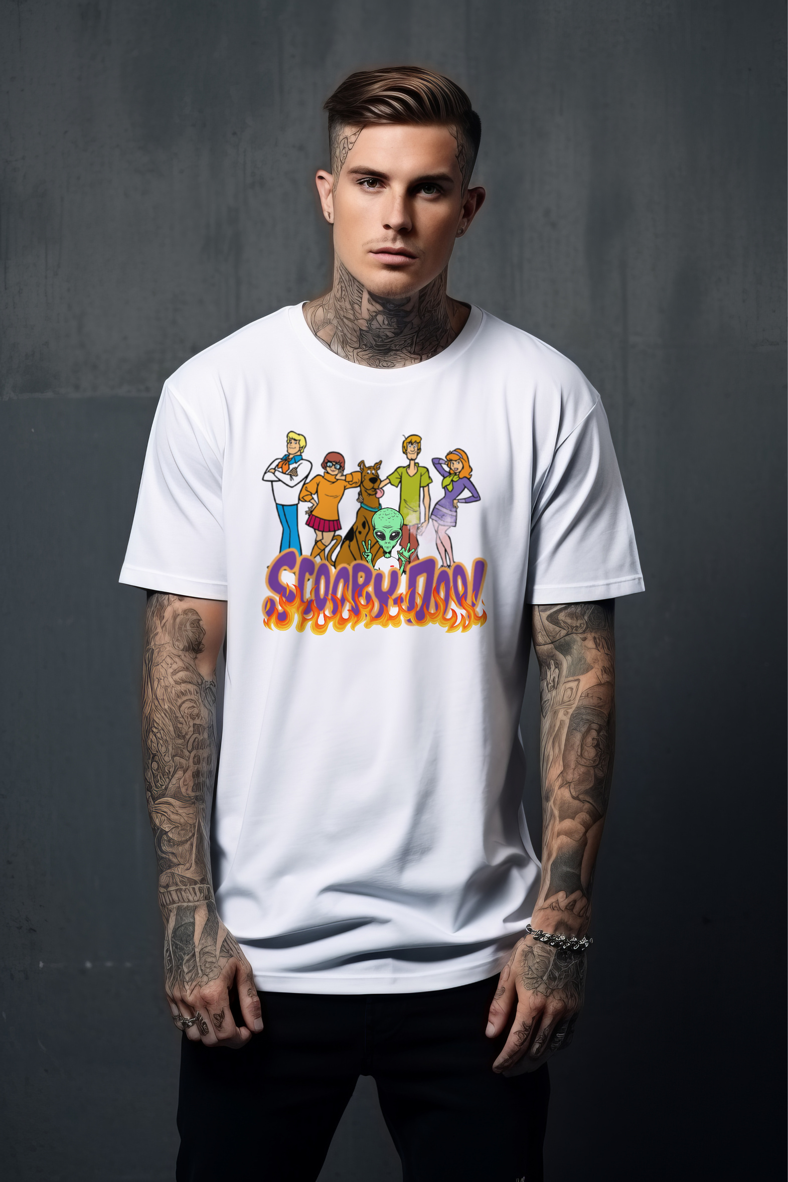 Scooby & alien, plus some friends - RJMK Clothing