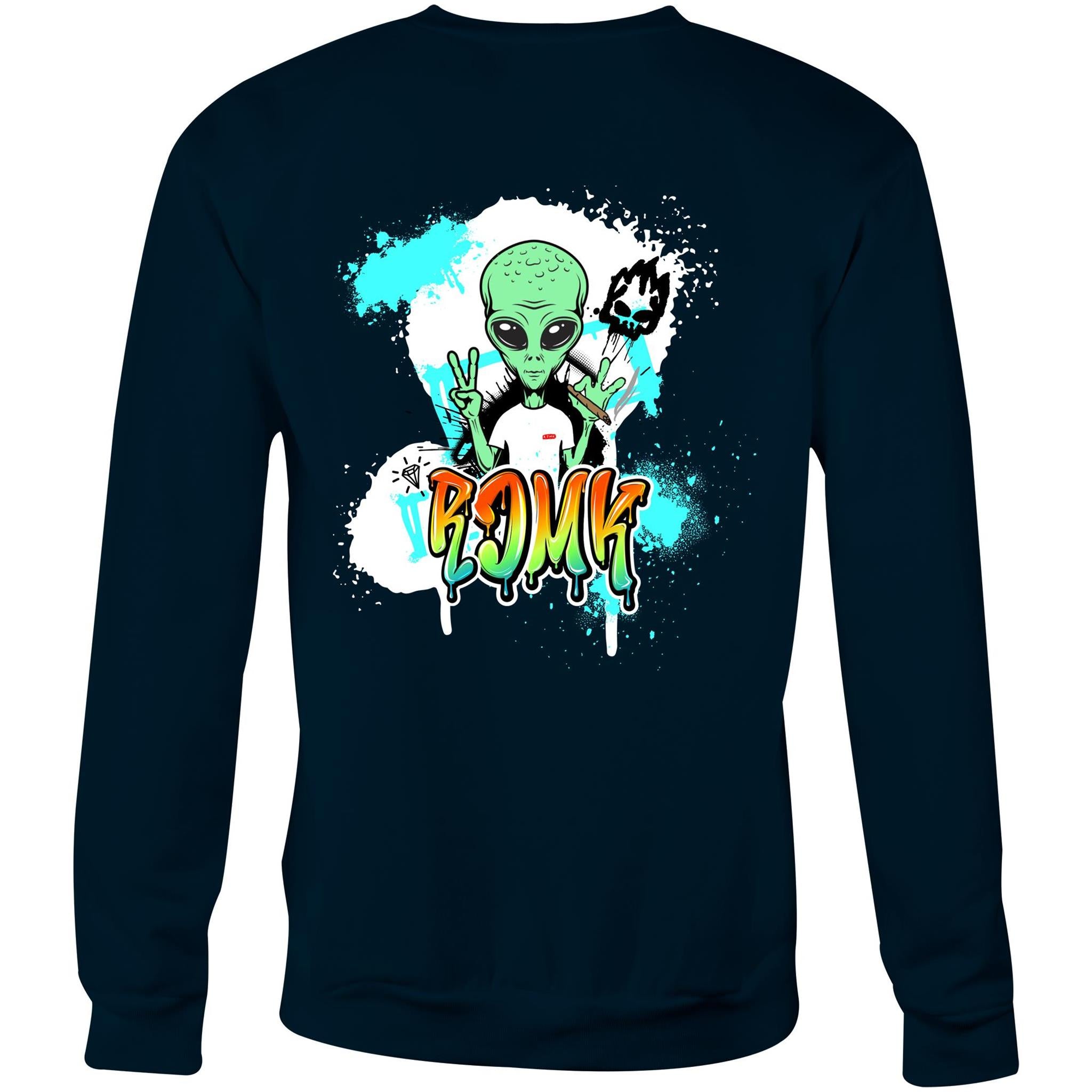 Cosmic Graffiti, Alien Sweatshirt by RJMK Clothing – Street Style Meets Outer Space